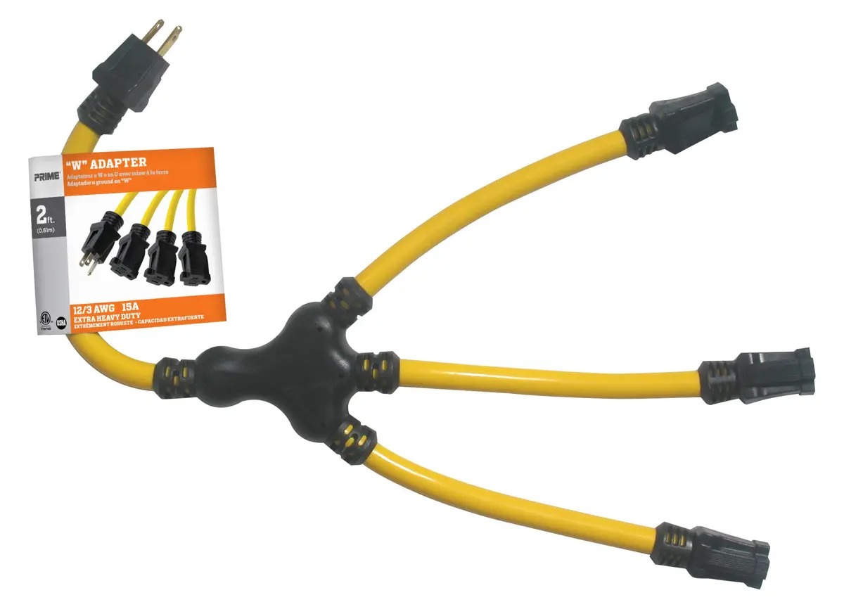 Prime AD190802L Bulldog Tough U Ground Adaptor Triple Outlet 125V | Heavy-Duty Locking Ground Adapter - view 2