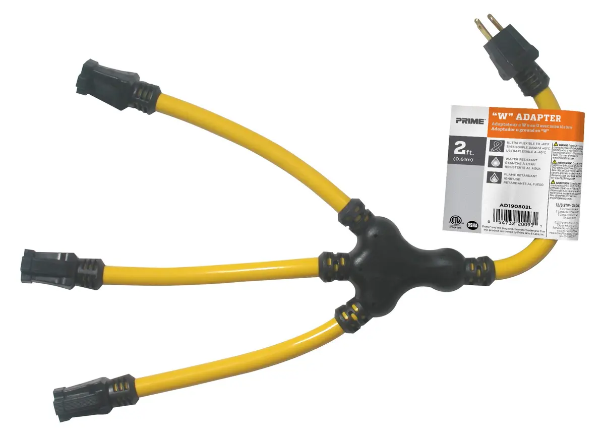 Prime AD190802L Bulldog Tough U Ground Adaptor Triple Outlet 125V | Heavy-Duty Locking Ground Adapter - view 3