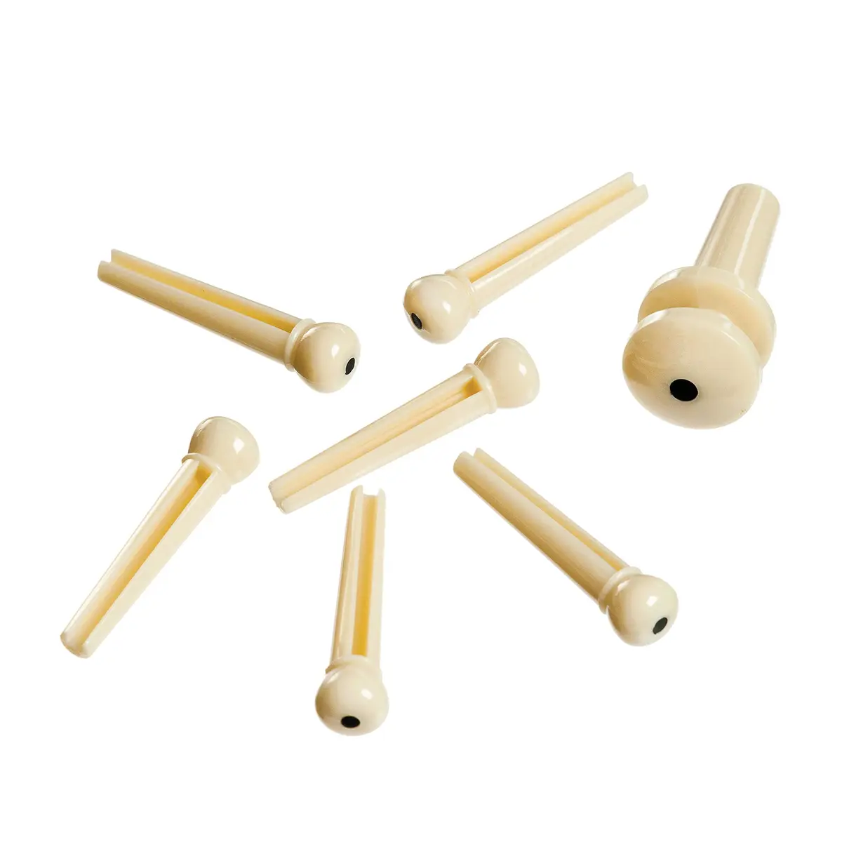 D'Addario Planet Waves Injected Molded Bridge Pins with End Pin Set of 7, Ivory with Black Dot | Precision Molded ABS Plastic for Acoustic Guitars - main product image