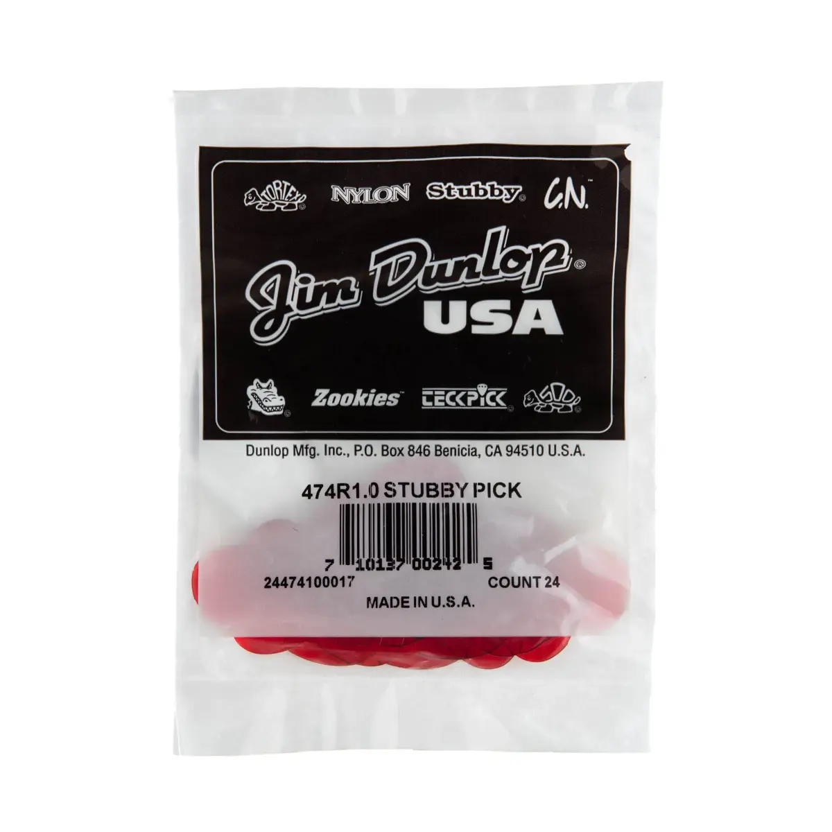 Jim Dunlop Stubby® Red 1.0mm Guitar Picks 24-Pack | Positive Attack for Fast Licks - view 4