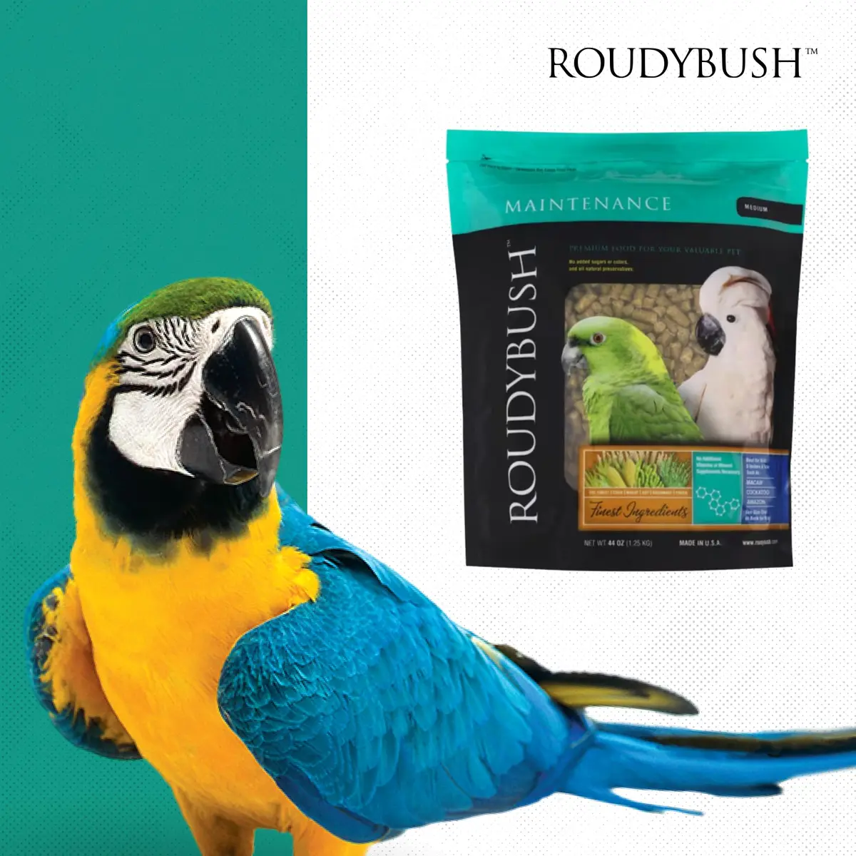 RoudyBush Daily Maintenance Bird Food Medium Pellets 1.27 kg (2.8 lb) | Scientifically Formulated for All Life Stages - view 8