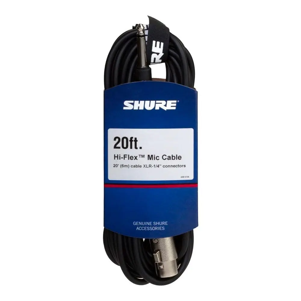 Shure C20AHZ 20-Feet Microphone Cable with 1/4-Inch Phone Plug | High-Quality Stage & Studio Cable - main product image