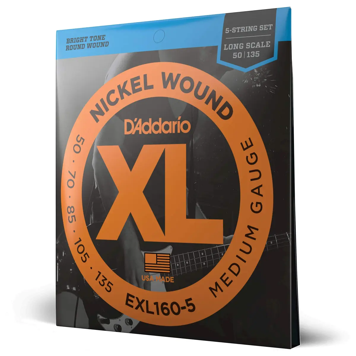D'Addario XL Nickel Bass Guitar Strings 50-135, 5-String Set | Bright Tone, Consistent Feel, Reliable Tuning - main product image
