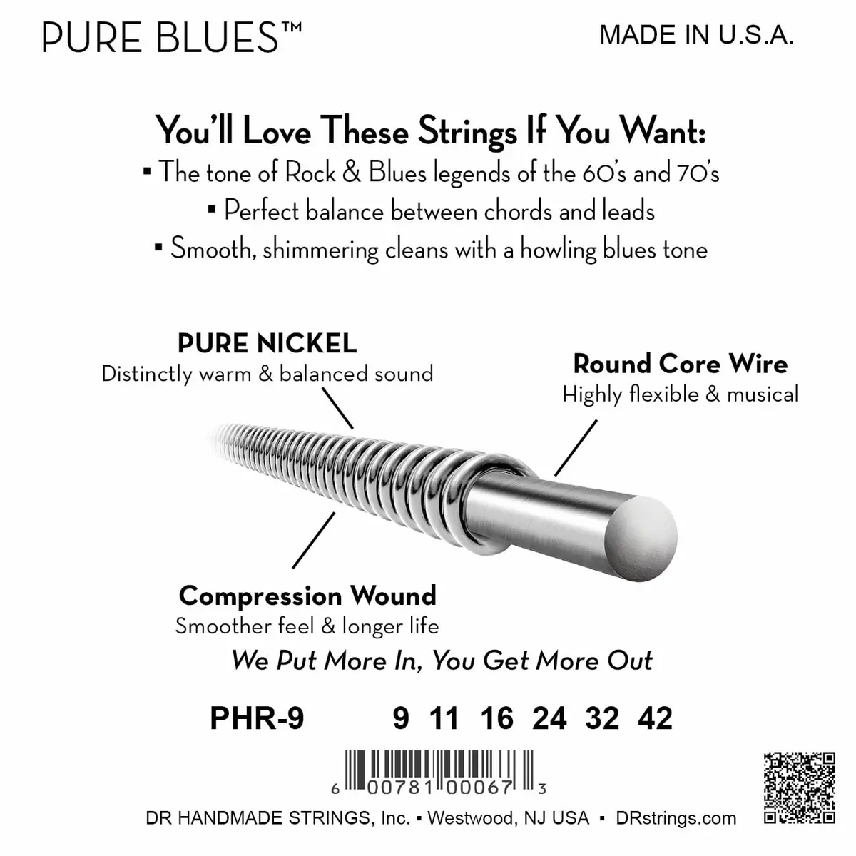 DR Strings Pure Blues Pure Nickel Electric Guitar Strings Light 9-42 | Vintage Tone & Smooth Playability - view 2