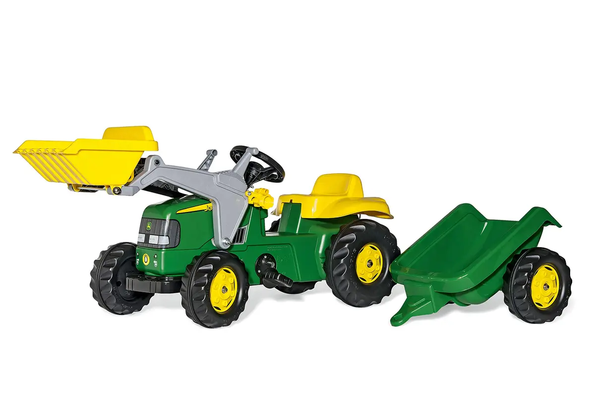 ROLLY TOYS John Deere Pedal Tractor with Working Front Loader and Detachable Trailer | Youth Ages 3+ - main product image