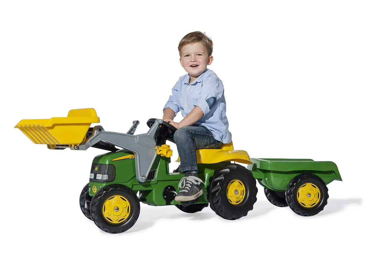 ROLLY TOYS John Deere Pedal Tractor with Working Front Loader and Detachable Trailer | Youth Ages 3+ - view 2
