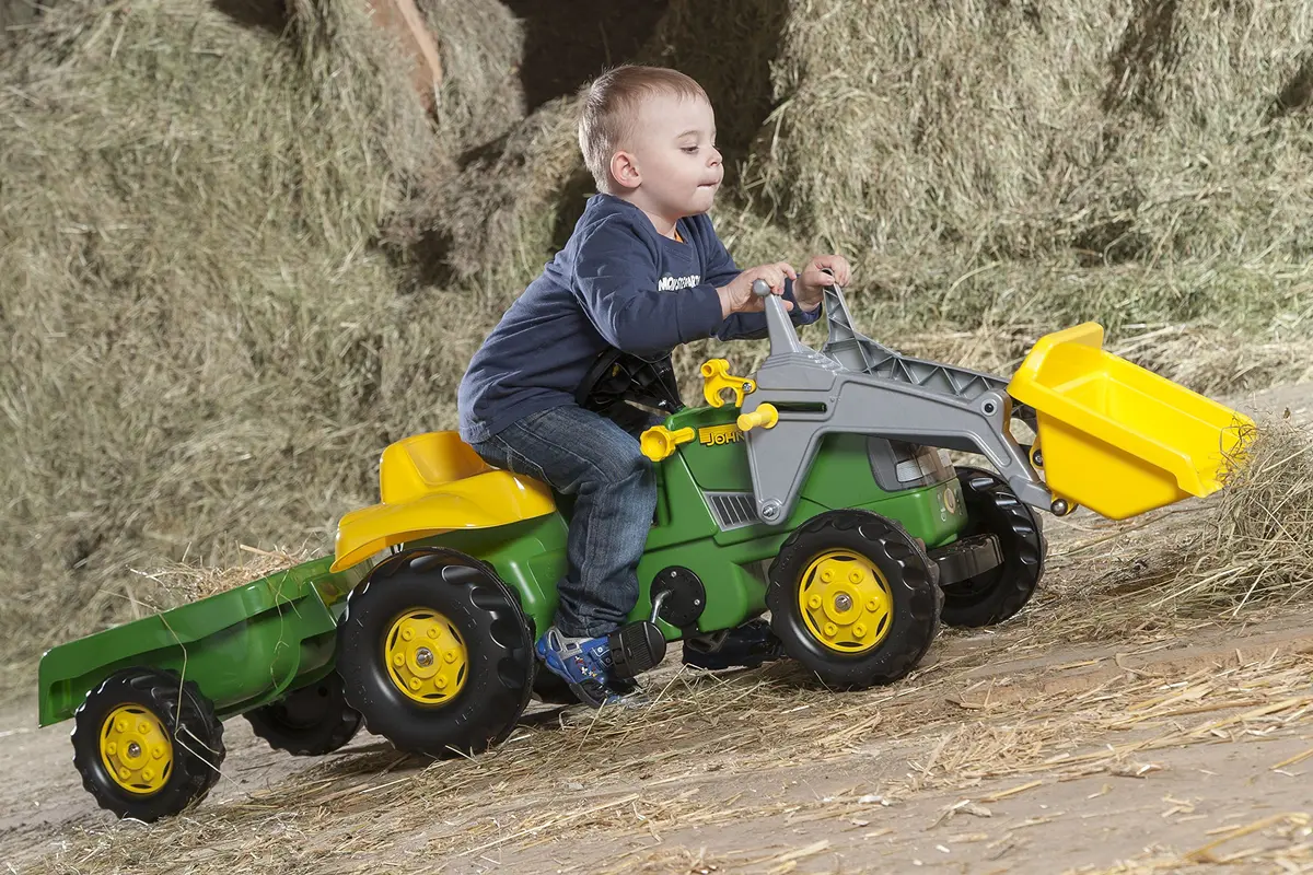 ROLLY TOYS John Deere Pedal Tractor with Working Front Loader and Detachable Trailer | Youth Ages 3+ - view 3