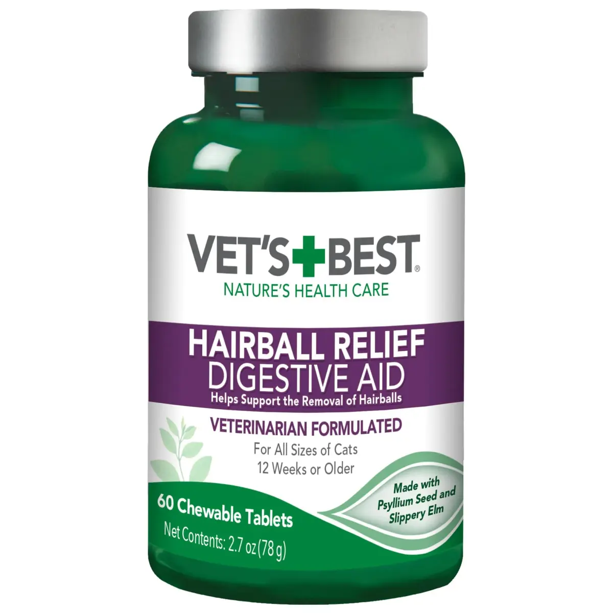 Vet's Best Cat Hairball Relief Digestive Aid Chewable Tablets 60 Count | Vet Formulated for Cats - main product image