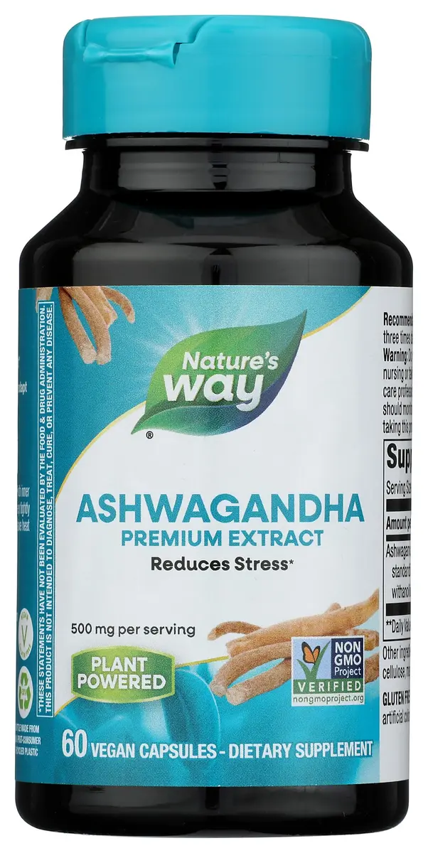 Nature's Way Ashwagandha Capsule Herbal Supplement Non-GMO Vegan 60 Count | Reduces Stress & Supports Adaptability - main product image