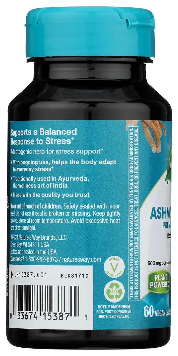 Nature's Way Ashwagandha Capsule Herbal Supplement Non-GMO Vegan 60 Count | Reduces Stress & Supports Adaptability - view 5