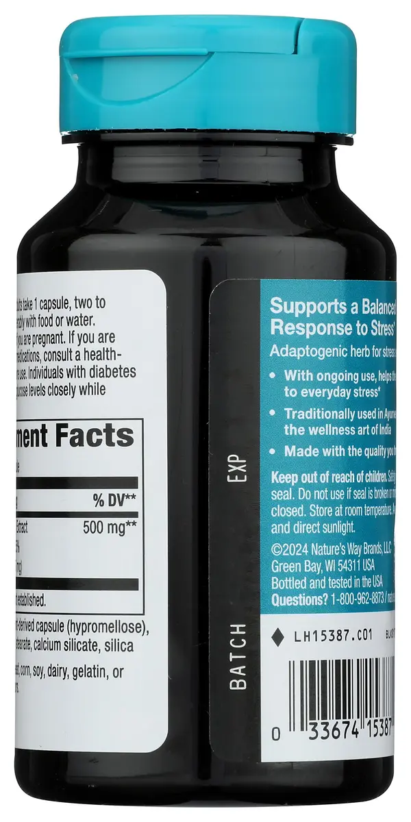 Nature's Way Ashwagandha Capsule Herbal Supplement Non-GMO Vegan 60 Count | Reduces Stress & Supports Adaptability - view 2