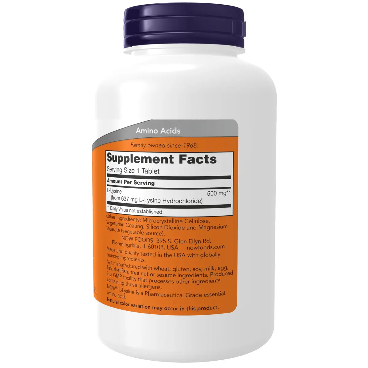 NOW Supplements, L-Lysine 500 mg, Amino Acid, 250 Tabs - view 2