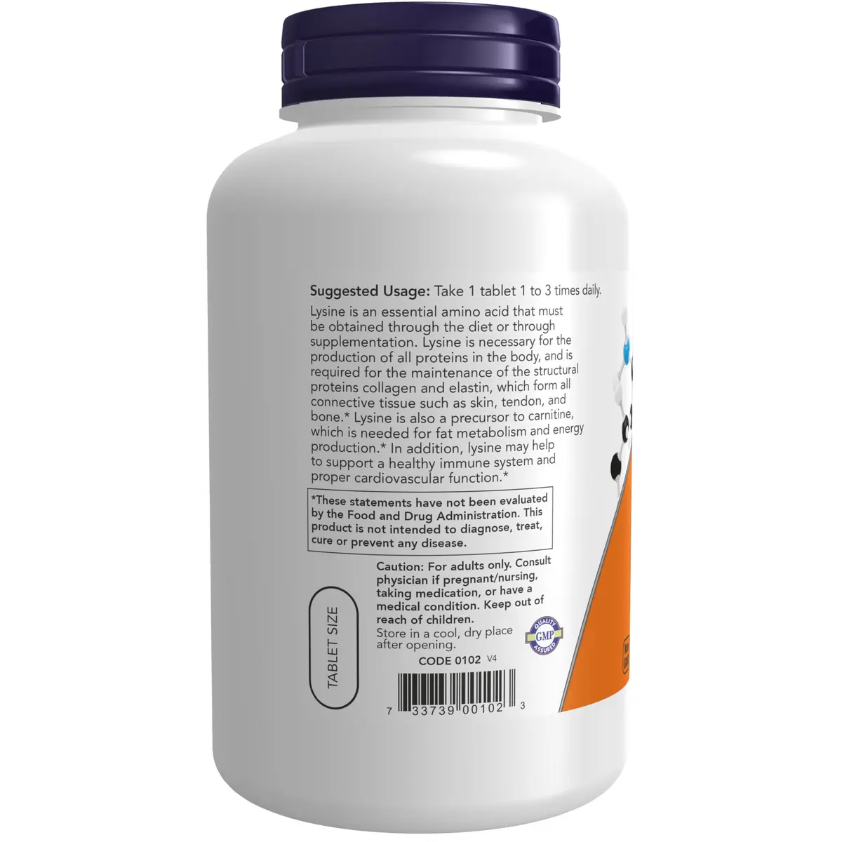 NOW Supplements, L-Lysine 500 mg, Amino Acid, 250 Tabs - view 3