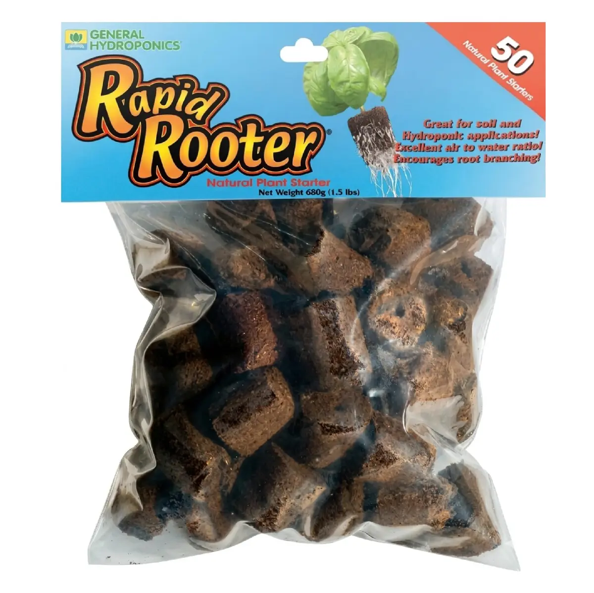 General Hydroponics GH3253 Rapid Rooter Replacement Plugs 50 Count | Organic Soilless Grow Plugs for Seedlings & Cuttings - main product image