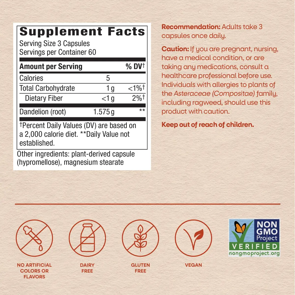 Nature's Way Dandelion Root Capsules 180 Count | Traditional Diuretic Herb - view 6