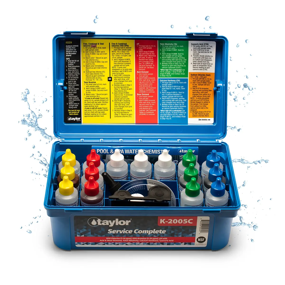 Taylor K-2005C Complete Pool & Spa Test Kit - High Range 2 oz Reagents | Accurate Water Testing - main product image