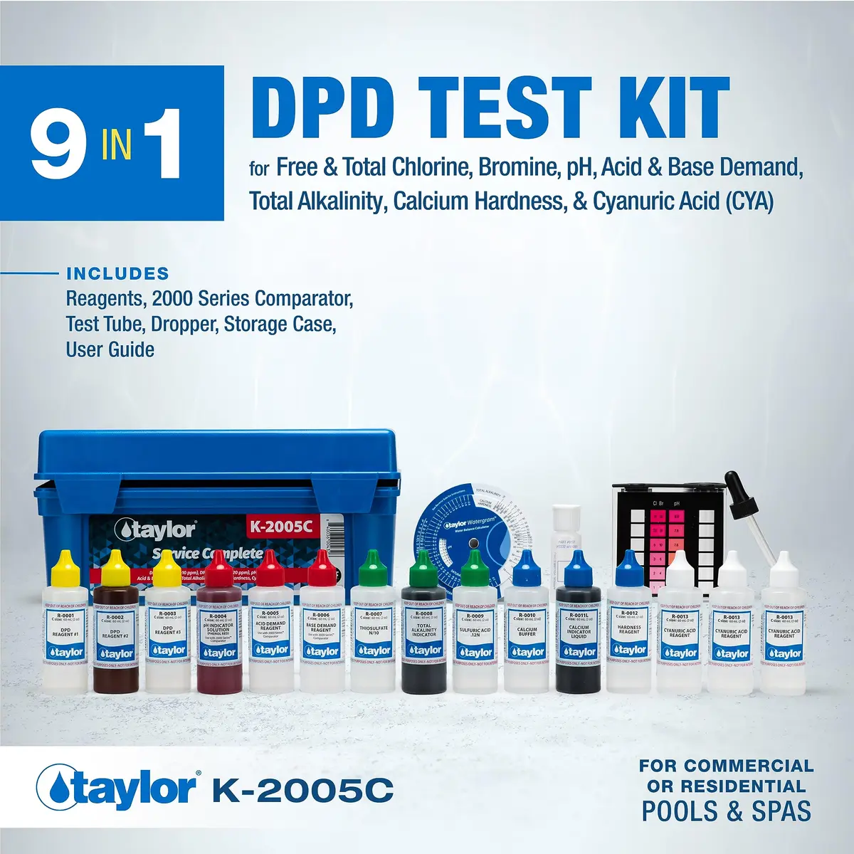 Taylor K-2005C Complete Pool & Spa Test Kit - High Range 2 oz Reagents | Accurate Water Testing - view 3