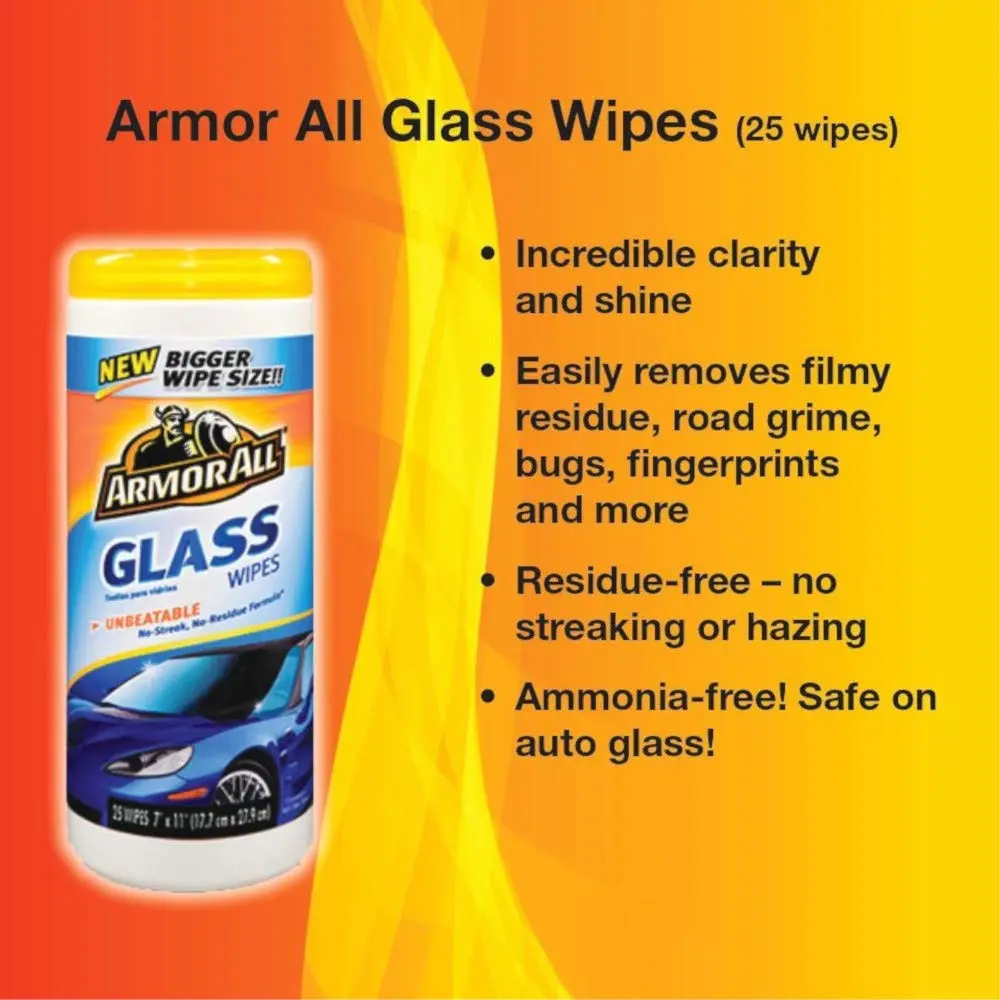 Armor All Glass Wipes 25 Ct. | Auto Glass Cleaning Wipes for Quick & Easy Shine - view 2