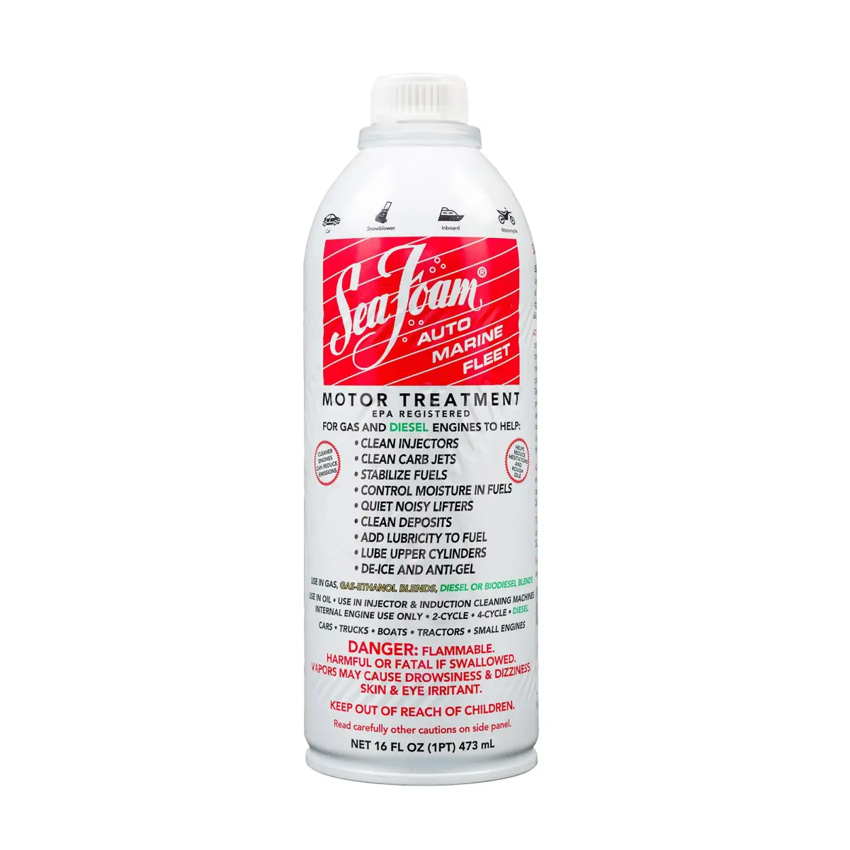 Sea Foam Motor Treatment 473ml (16 fl oz) | Fuel System Cleaner, Stabilizer & Oil Treatment - main product image