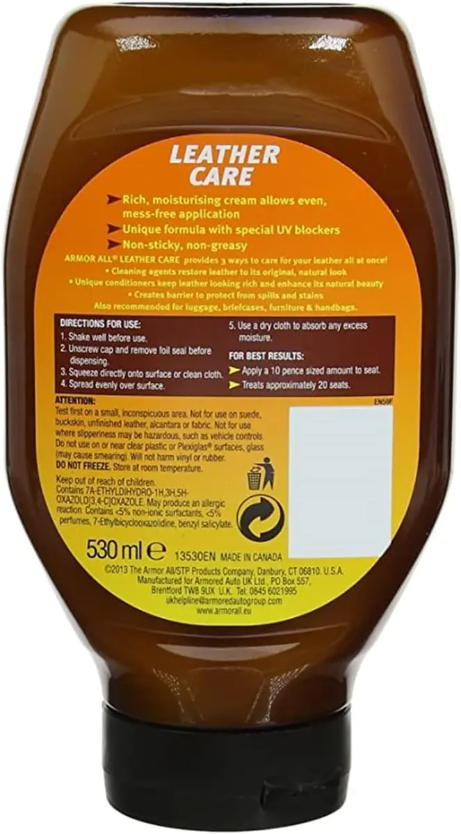 Armor All Leather Care Gel Conditioner & Protectant 532ml (18 Fl Oz) | Cleans, Conditions, Protects Automotive Leather - view 9