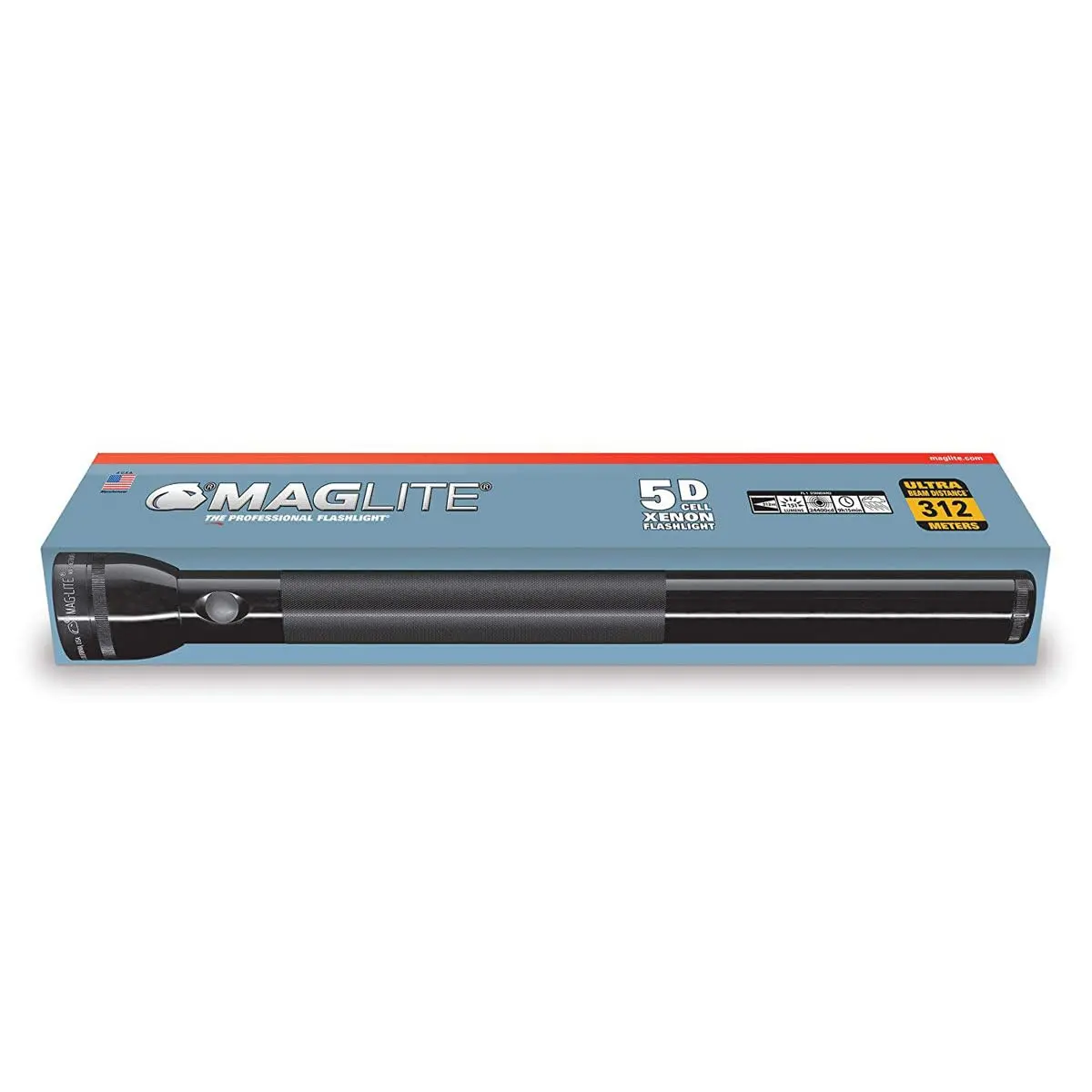 Maglite Heavy-Duty Incandescent 5-Cell D Flashlight, Black | 151 Lumens, 44cm (17.32") Length - view 2
