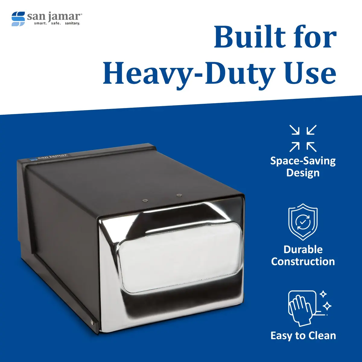 San Jamar Countertop Napkin Dispenser Black | Modern Style, Alloy Steel, 300 Napkin Capacity - view 6