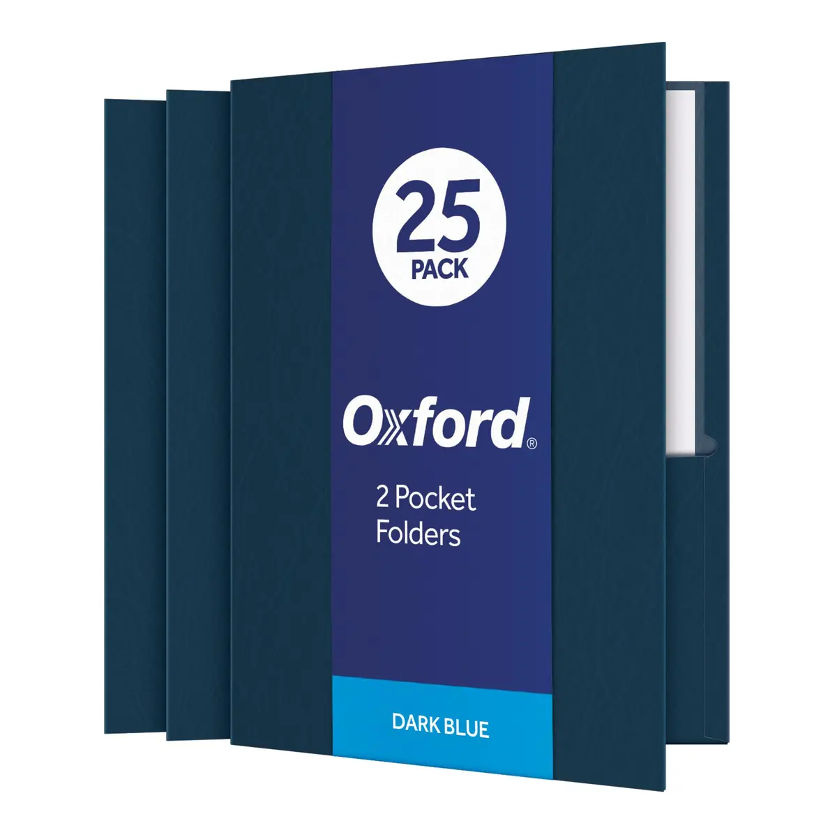 Oxford Twin-Pocket Folder, Textured Paper, Letter Size, Dark Blue | Holds 100 Sheets, Box of 25 - main product image