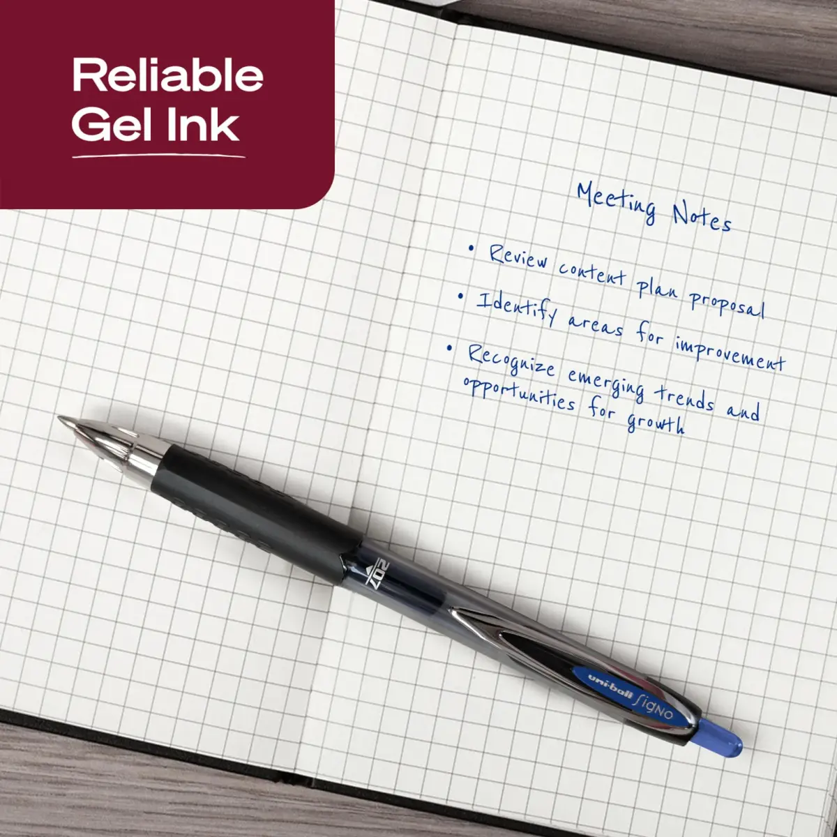 uni-ball 207 Gel Pens Blue Ink 0.7mm Medium Point Retractable 12 Count | Smooth Writing, Fraud-Resistant, uni Super Ink™ - view 3