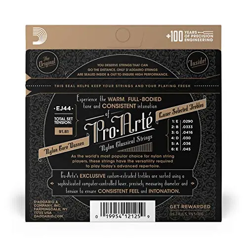 D'Addario Pro-Arte Nylon Classical Guitar Strings, Extra Hard Tension, 11.2cm (4.4in) Set - view 2
