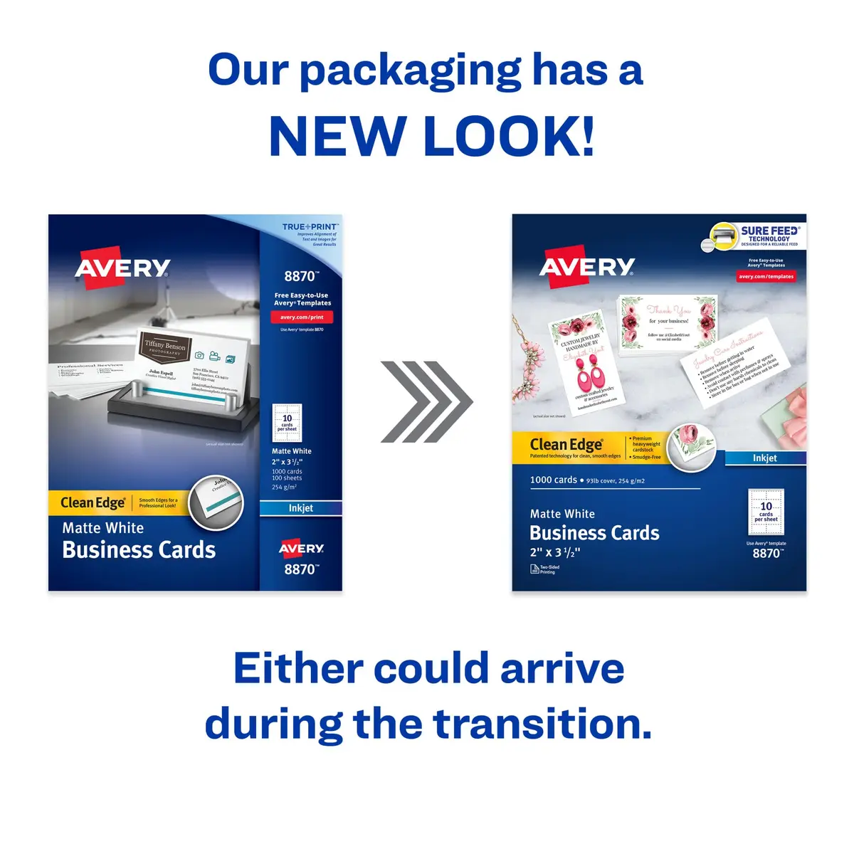 Avery Clean Edge Printable Business Cards 1000 Cards | 2" x 3.5" White Inkjet Cards - view 2