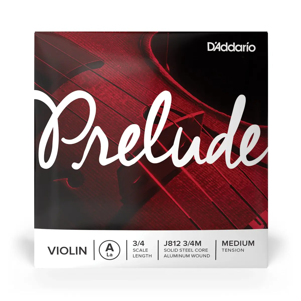 D'Addario Prelude Violin Single A String, 3/4 Scale, Medium Tension | Warm Tone, Durable Steel Core - main product image