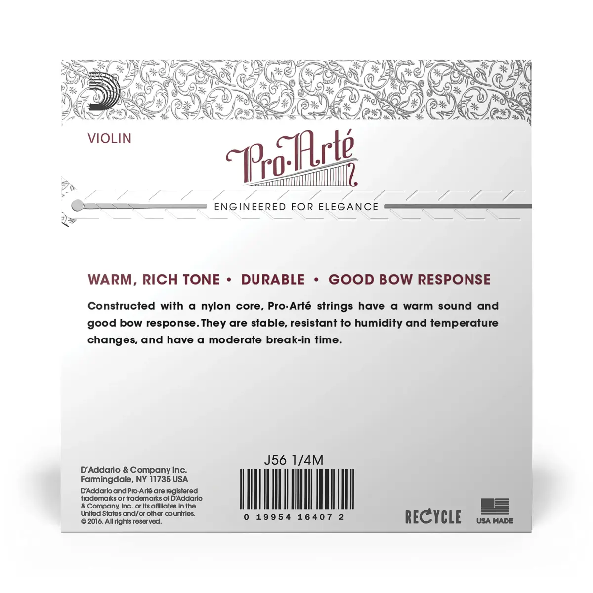 D'Addario Pro-Arte Violin String Set 1/4 Scale Medium Tension | Warm Mellow Tone - view 3