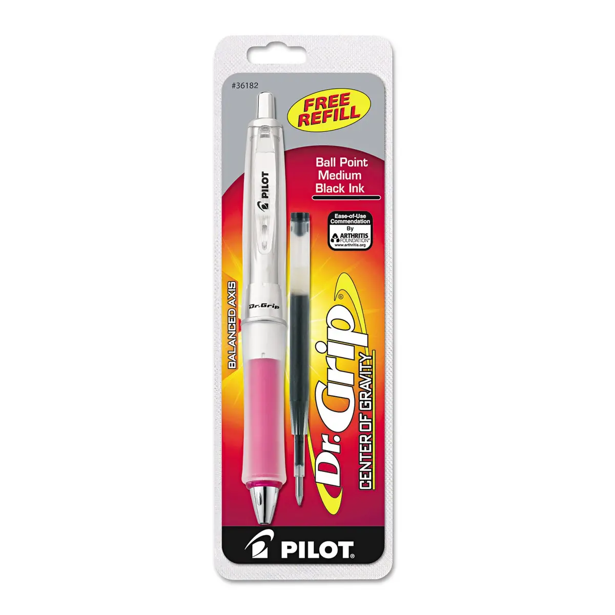 PILOT Dr. Grip Center of Gravity Ballpoint Pen | Pink Grip, Refillable, 1.0mm | Ergonomic, Smooth Ink - view 2