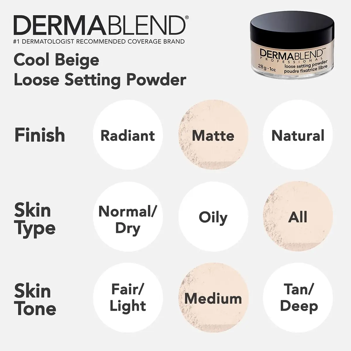 Dermablend Loose Setting Powder Cool Beige 1 Oz | Flawless Matte Finish, All Skin Types - view 6