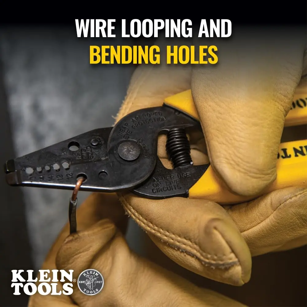 Klein Tools 11048 Dual Wire Stripper Cutter 10-14 AWG Solid Wire | Strips Two Wires Simultaneously - view 4