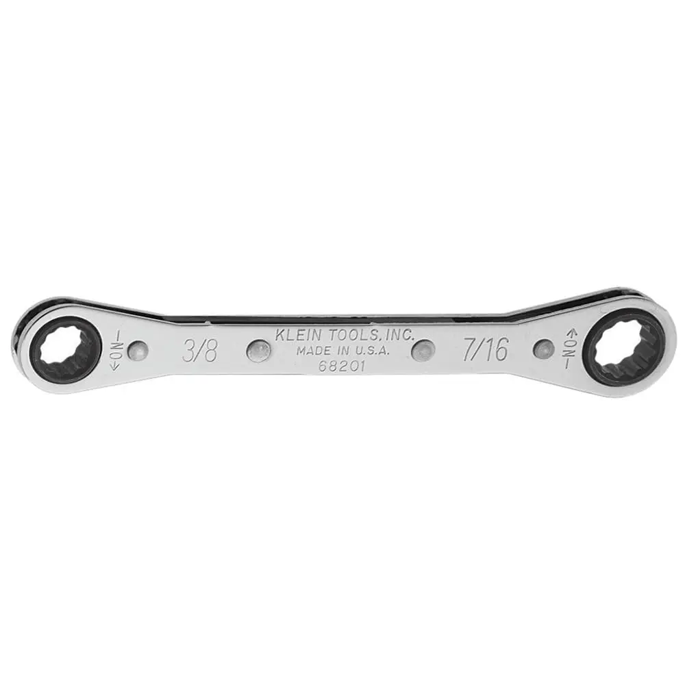 Klein Tools 68201 Ratcheting Box Wrench 3/8-Inch x 7/16-Inch | 12.7 cm (5.5 in) Standard Length - main product image