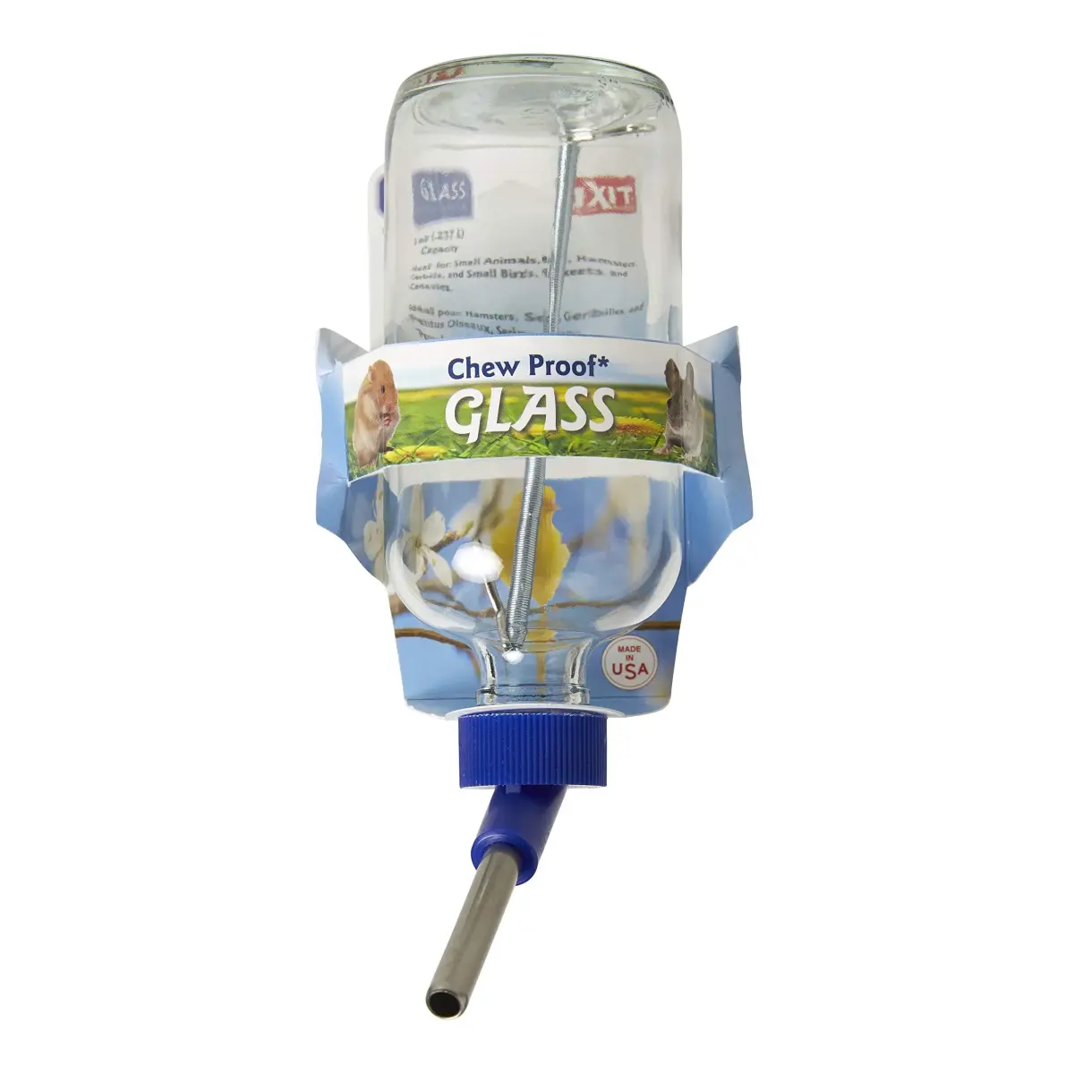 Lixit Glass Bird and Small Animal Water Bottle 240ml (8 fl oz) | Chew-Proof Design - main product image