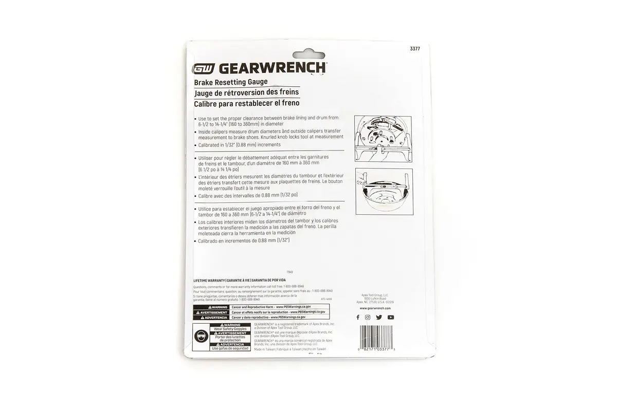 GEARWRENCH Brake Resetting Gauge 3377 | Calibrated Brake Drum & Line Clearance Tool - view 3