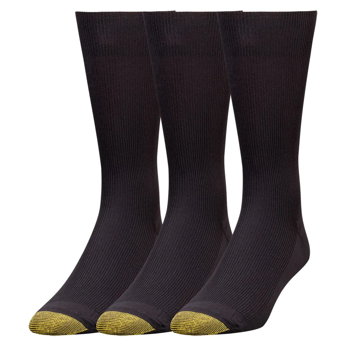 GOLDTOE Men's Metropolitan Crew Dress Socks, 3-Pairs, Black, Shoe Size: 6-12.5 | Moisture-Wicking Nylon for Business & Formal Wear - main product image