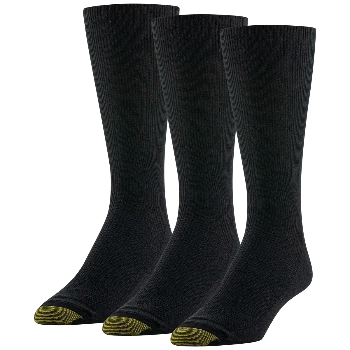 GOLDTOE Men's Metropolitan Crew Dress Socks, 3-Pairs, Black 2 | Reinforced Heel & Toe, Moisture-Wicking (70-120 chars) - main product image