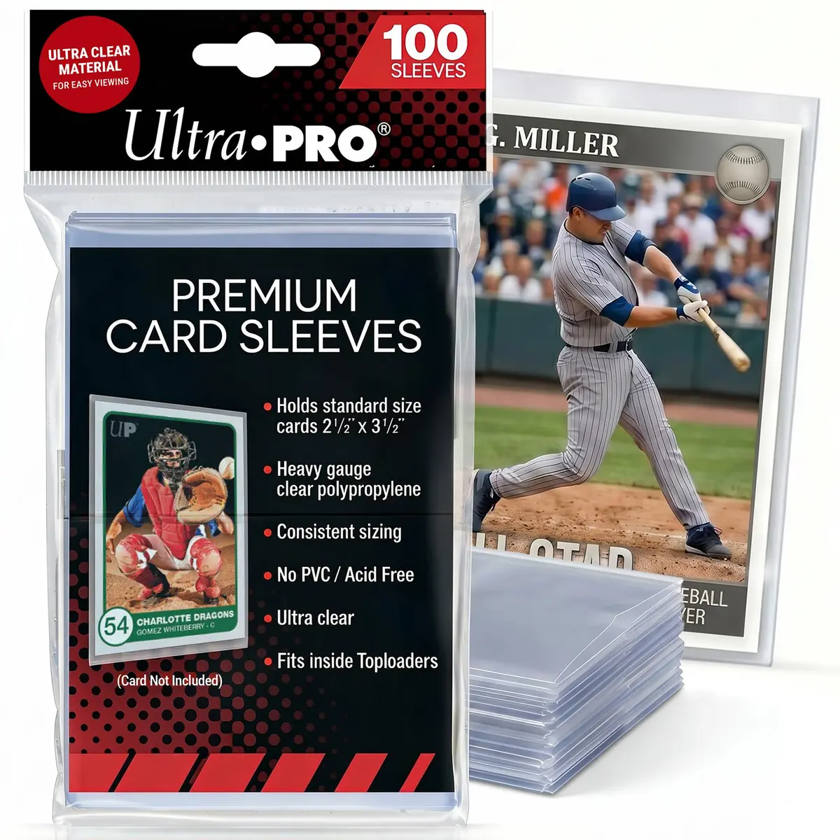 Ultra Pro Premium Clear Card Sleeves 2.5" x 3.5" 100 Pack | Archival Grade Acid-Free Non-PVC - main product image