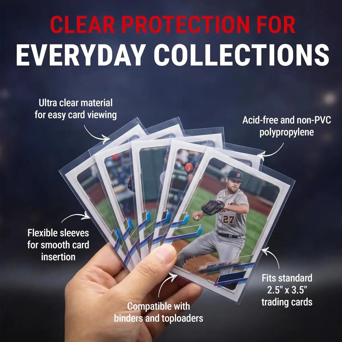Ultra Pro Premium Clear Card Sleeves 2.5" x 3.5" 100 Pack | Archival Grade Acid-Free Non-PVC - view 3