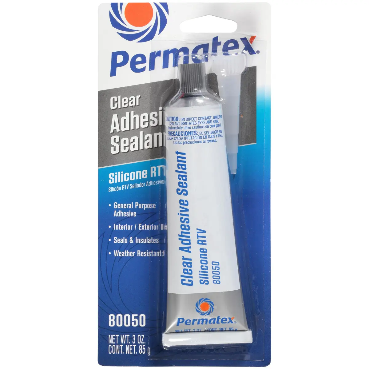 Permatex Clear RTV Silicone Adhesive Sealant 3 oz | Waterproof, Flexible, Indoor & Outdoor Bonding - main product image
