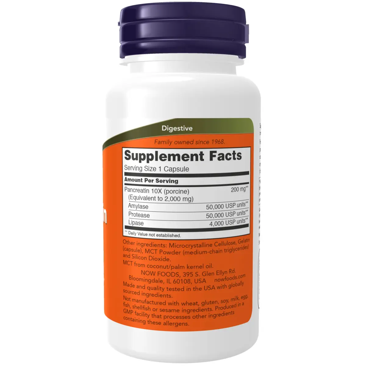 Now Foods Pancreatin 2000mg Capsules | Digestive Support for Adults in India - view 2