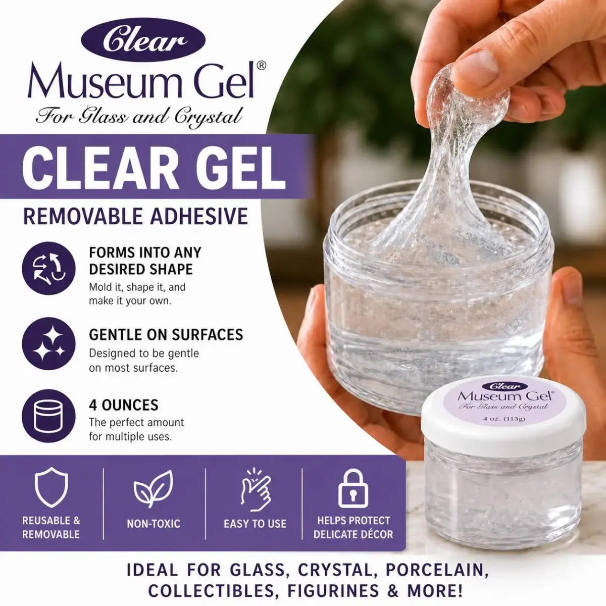Quakehold! Museum Gel Clear 120ml (4 fl oz) | Secures Collectibles Against Shocks - view 2