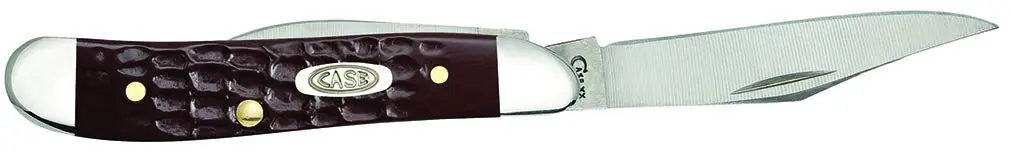 Case Pocket Knife Brown Synthetic Jigged Peanut | 2 7/8 Inches, Full Stainless Steel Blades - view 5