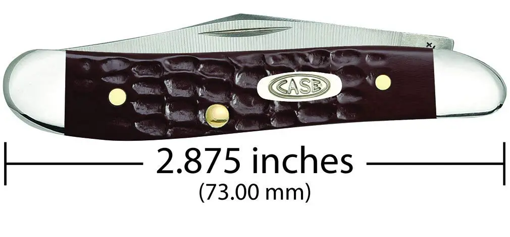 Case Pocket Knife Brown Synthetic Jigged Peanut | 2 7/8 Inches, Full Stainless Steel Blades - view 2