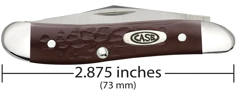 Case Pocket Knife Brown Synthetic Jigged Peanut | 2 7/8 Inches, Full Stainless Steel Blades - view 3