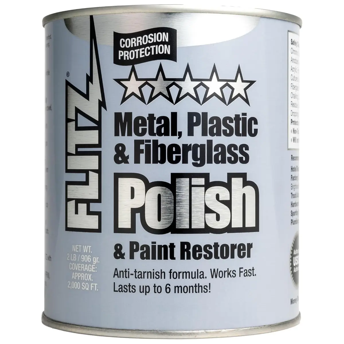 Flitz Metal Polish Paste - 2lb Can for Solid Chrome, Stainless Steel, Aluminum | Non-Abrasive Light Oxidation Support - main product image