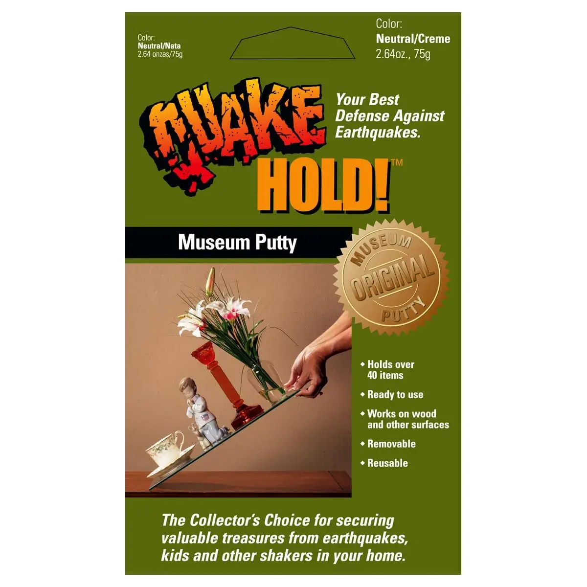 QuakeHold! Museum Putty 75g (2.64 oz) | Secure Collectibles on Any Surface - main product image